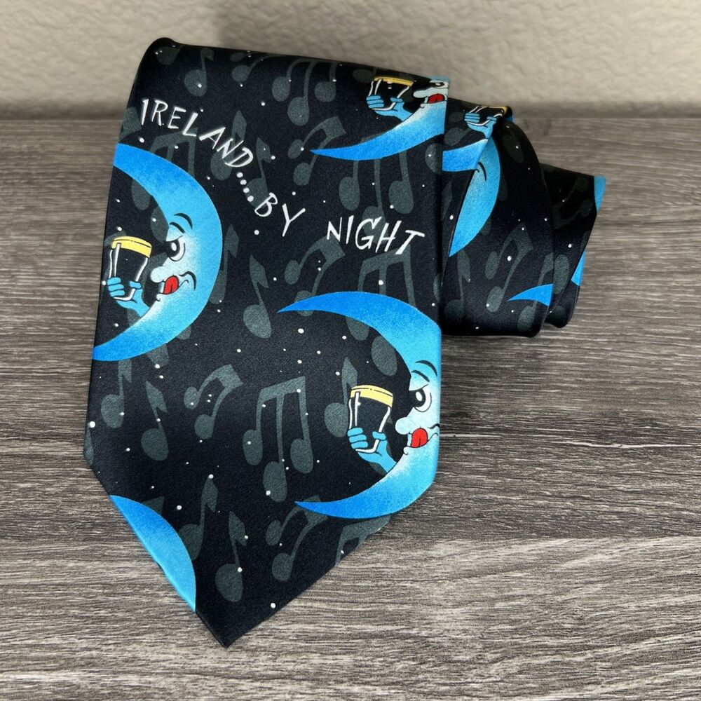 Cara Craft Ireland Silk Neck Tie Ireland By Night Moon Beer Rare